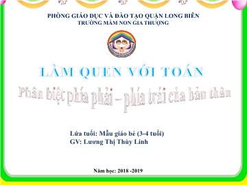 Bài giảng Mầm non Lớp Mầm - Làm quen với toán - Phân biệt phía phải, phía trái của bản thân - Năm học 2018-2019 - Lương Thị Thùy Linh