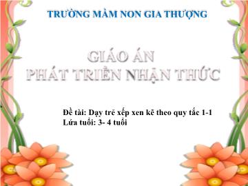 Bài giảng Mầm non Lớp Mầm - Phát triển nhận thức - Đề tài: Dạy trẻ xếp xen kẽ theo quy tắc 1-1 - Trường Mầm non Gia Thượng