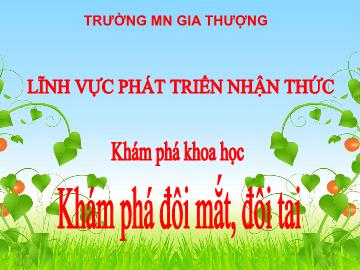 Bài giảng Mầm non Lớp Mầm - Phát triển nhận thức - Đề tài: Khám phá đôi mắt, đôi tai - Trường Mầm non Gia Thượng