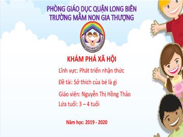 Bài giảng Mầm non Lớp Mầm - Phát triển nhận thức - Đề tài: Sở thích của bé là gì - Năm học 2019-2020 - Nguyễn Thị Hồng Thảo