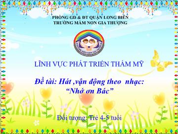 Bài giảng Mầm non Lớp Mầm - Phát triển thẩm mỹ - Đề tài: Hát, vận động theo nhạc 