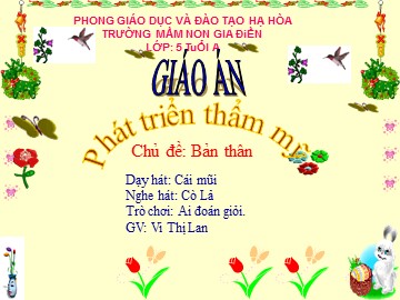 Bài giảng Mầm non Lớp Nhà trẻ - Chủ đề: Bản thân - Dạy hát: Cái mũi. Nghe hát: Cò lả. Trò chơi: Ai đoán giỏi - Vi Thị Lan