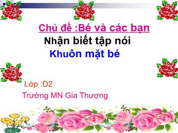 Bài giảng Mầm non Lớp Nhà trẻ - Chủ đề: Bé và các bạn - Nhận biết tập nói: Khuôn mặt bé - Trường Mầm non Gia Thượng