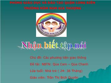 Bài giảng Mầm non Lớp Nhà trẻ - Chủ đề: Các phương tiện giao thông - Đề tài: Quả cam, quả chanh - Trần Thị Bích Quyên