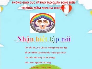 Bài giảng Mầm non Lớp Nhà trẻ - Chủ đề: Rau, củ, quả và những bông hoa đẹp - Đề tài: Quả dưa hấu, quả chuối - Năm học 2017-2018 - Nguyễn Thị Dung