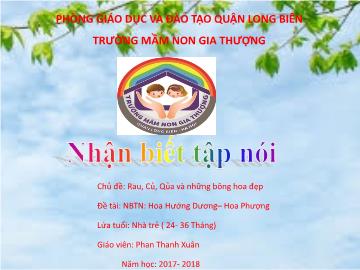 Bài giảng Mầm non Lớp Nhà trẻ - Chủ đề: Rau, củ, quả và những bông hoa đẹp - Đề tài: Hoa hướng dương, hoa phượng - Năm học 2017-2018 - Phan Thanh Xuân