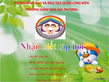 Bài giảng Mầm non Lớp Nhà trẻ - Chủ đề: Thực vật - Đề tài: Quả mít, quả na - Năm học 2017-2018 - Trần Thị Bích Quyên