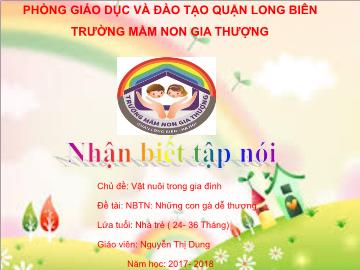 Bài giảng Mầm non Lớp Nhà trẻ - Chủ đề: Vật nuôi trong gia đình - Đề tài: Những con gà dễ thương - Năm học 2017-2018 - Nguyễn Thị Dung