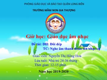 Bài giảng Mầm non Lớp Nhà trẻ - Dạy hát: Đôi dép. Trò chơi: Nghe âm thanh đoán tên nhạc cụ - Năm học 2019-2020 - Nguyễn Thị Hồng Hoa