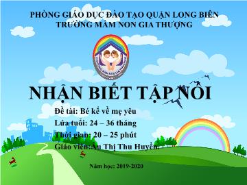 Bài giảng Mầm non Lớp Nhà trẻ - Đề tài: Bé kể về mẹ yêu - Năm học 2019-2020 - Âu Thị Thu Huyền