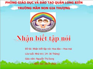 Bài giảng Mầm non Lớp Nhà trẻ - Đề tài: Hoa đào, hoa mai - Năm học 2017-2018 - Nguyễn Thị Dung