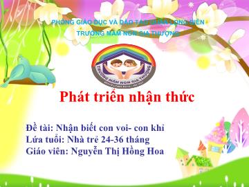 Bài giảng Mầm non Lớp Nhà trẻ - Đề tài: Nhận biết con voi, con khỉ - Nguyễn Thị Hồng Hoa