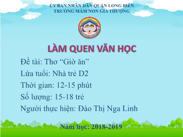 Bài giảng Mầm non Lớp Nhà trẻ - Đề tài: Thơ 