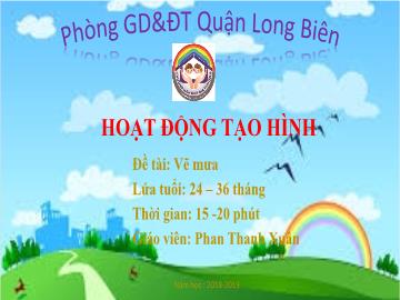 Bài giảng Mầm non Lớp Nhà trẻ - Hoạt động tạo hình - Đề tài: Vẽ mưa - Năm học 2018-2019 - Phan Thanh Xuân