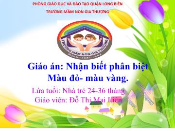 Bài giảng Mầm non Lớp Nhà trẻ - Nhận biết phân biệt: Màu đỏ, màu vàng - Đỗ Thị Mai Liên