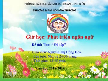 Bài giảng Mầm non Lớp Nhà trẻ - Phát triển ngôn ngữ - Đề tài: Thơ 