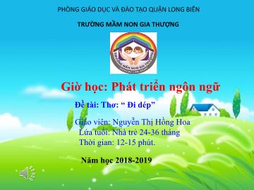 Bài giảng Mầm non Lớp Nhà trẻ - Phát triển ngôn ngữ - Thơ 