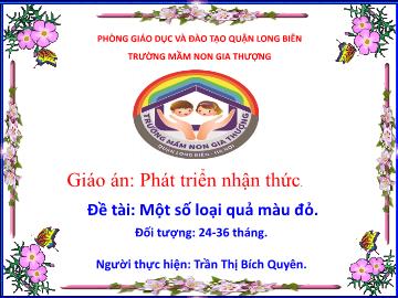 Bài giảng Mầm non Lớp Nhà trẻ - Phát triển nhận thức - Đề tài: Một số loại quả màu đỏ - Trần Thị Bích Quyên