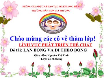 Bài giảng Mầm non Lớp Nhà trẻ - Phát triển thể chất - Đề tài: Lăn bóng và đi theo bóng - Nguyễn Thị Tình