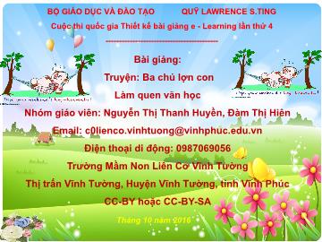 Bài giảng Mầm non Lớp Chồi - Làm quen văn học - Truyện 