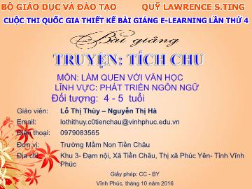 Bài giảng Mầm non Lớp Chồi - Làm quen với văn học - Truyện 