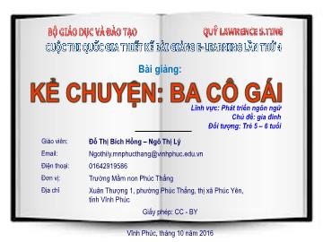 Bài giảng Mầm non Lớp Lá - Lĩnh vực: Phát triển ngôn ngữ - Truyện 