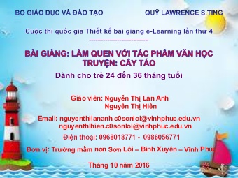 Bài giảng Mầm non Lớp Nhà trẻ - Hoạt động: Làm quen với tác phẩm văn học - Truyện 