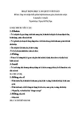 Giáo án Mầm non Lớp Mầm - Hoạt động: Làm quen với toán - Đề tài: Dạy trẻ nhận biết phân biệt hình tam giác, hình chữ nhật - Nguyễn Thị Nga