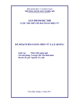 Giáo án Mầm non Lớp Mầm - Lĩnh vực: Phát triển ngôn ngữ - Truyện 