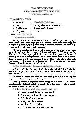 Thuyết minh Bài giảng Mầm non Lớp Chồi - Khám phá khoa học - Khám phá mũ bảo hiểm - Nguyễn Thị Thùy Loan