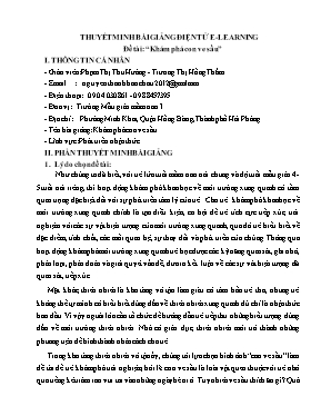 Thuyết minh Bài giảng Mầm non Lớp Chồi - Lĩnh vực: Phát triển nhận thức - Đề tài: Khám phá con ve sầu - Phạm Thị Thu Hường