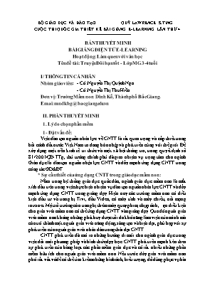 Thuyết minh Bài giảng Mầm non Lớp Mầm - Hoạt động: Làm quen với văn học - Truyện 