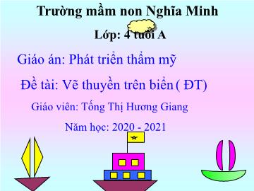 Bài giảng Mầm non Lớp Chồi - Đề tài: Vẽ thuyền trên biển - Năm học 2020-2021 - Tống Thị Hương Giang