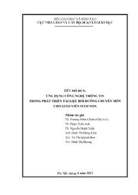 Đề tài Ứng dụng công nghệ thông tin trong phát triển tài liệu bồi dưỡng chuyên môn cho giáo viên mầm non