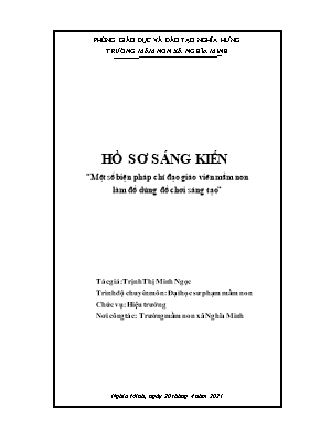 Sáng kiến kinh nghiệm Một số biện pháp chỉ đạo giáo viên mầm non làm đồ dùng đồ chơi sáng tạo