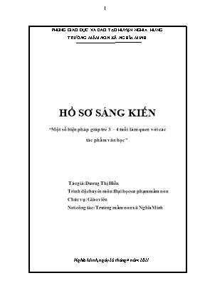 Sáng kiến kinh nghiệm Một số biện pháp giúp trẻ 3 – 4 tuổi làm quen với các tác phẩm văn học