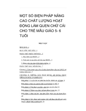 Sáng kiến kinh nghiệm Một số biện pháp nâng cao chất lượng hoạt động làm quen chữ cái cho trẻ mẫu giáo 5 - 6 tuổi