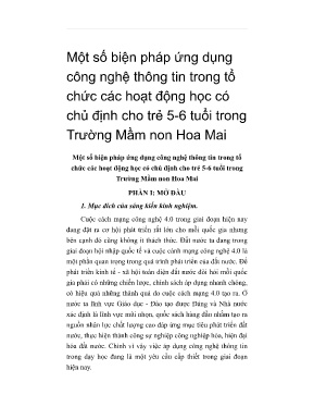 Sáng kiến kinh nghiệm Một số biện pháp ứng dụng công nghệ thông tin trong tổ chức các hoạt động học có chủ định cho trẻ