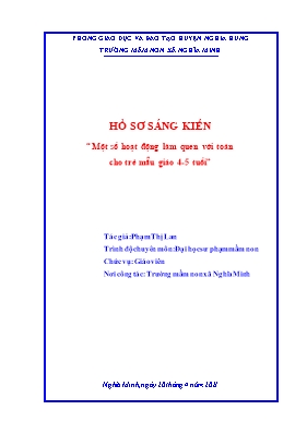 Sáng kiến kinh nghiệm Một số hoạt động làm quen với toán cho trẻ mẫu giáo 4-5 tuổi