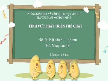 Bài giảng Mầm non Lớp Chồi - Đề tài: Bật sâu 30-35 cm. Trò chơi: Nhảy bao bố - Trường Mầm non Duy Nhất