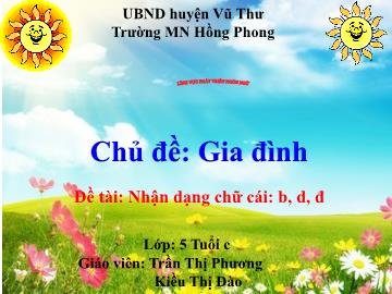 Bài giảng Mầm non Lớp Lá - Chủ đề: Gia đình. Đề tài: Nhận dạng chữ cái b, d, đ - Trần Thị Phương