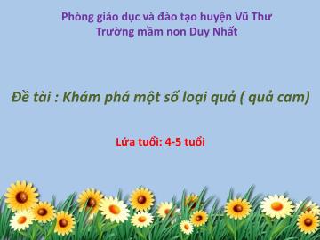 Bài giảng Mầm non Lớp Lá - Đề tài: Khám phá một số loại quả (Quả cam) - Trường Mầm non Duy Nhất