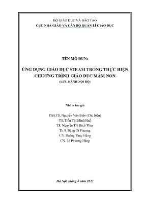 Đề tài Ứng dụng giáo dục steam trong thực hiện chương trình giáo dục mầm non