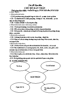 Giáo án Mầm non Lớp Chồi - Chủ đề: Bản thân - Năm học 2021-2022