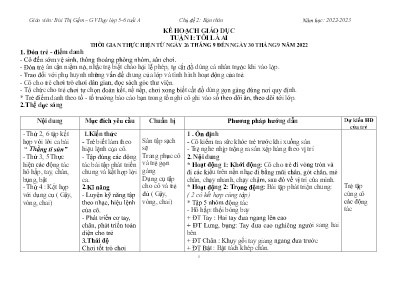 Kế hoạch giáo dục Mầm non Lớp Lá - Chủ đề 2: Bản thân - Tuần 1: Tôi là ai - Năm học 2022-2023 - Bùi Thị Gấm