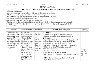 Kế hoạch giáo dục Mầm non Lớp Lá - Chủ đề 4: Nghề nghiệp - Tuần 4: Nghề nông - Năm học 2022-2023 - Lê Thị Thoa