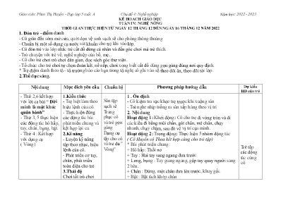 Kế hoạch giáo dục Mầm non Lớp Lá - Chủ đề 4: Nghề nghiệp - Tuần 4: Nghề nông - Năm học 2022-2023 - Phan Thị Huyền