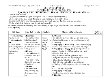 Kế hoạch giáo dục Mầm non Lớp Lá - Chủ đề 6: Thực vật - Tuần 4: Bé với tết nguyên đán - Năm học 2022-2023 - Phan Thị Huyền