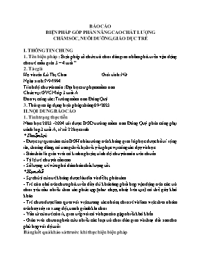 SKKN Biện pháp góp phần nâng cao chất lượng chăm sóc, nuôi dưỡng, giáo dục trẻ