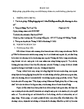 SKKN Biện pháp góp phần nâng cao chất lượng chăm sóc, nuôi dưỡng, giáo dục trẻ tại Trường Mầm non Đồng Thanh